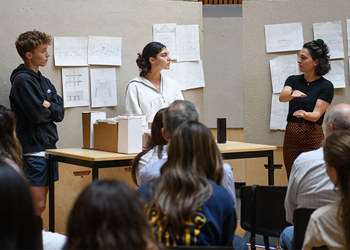 students presenting a model